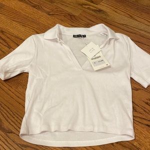 White crop collared tank top from Zara